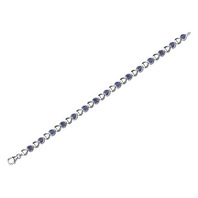 Blue Sapphire Bracelet Sterling Silver Round Shape 4 Carats