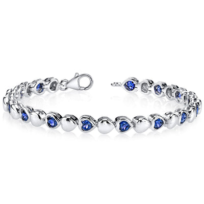 Blue Sapphire Bracelet Sterling Silver Round Shape 4 Carats