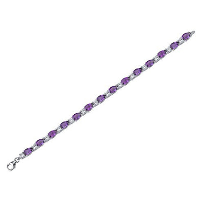 Amethyst Teardrop Tennis Bracelet Sterling Silver Pear Shape 10 Carats