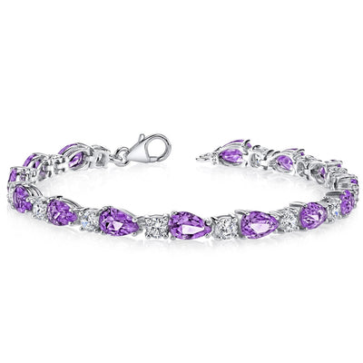 Amethyst Teardrop Tennis Bracelet Sterling Silver Pear Shape 10 Carats