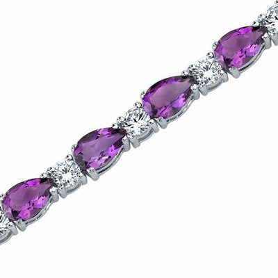 Amethyst Teardrop Tennis Bracelet Sterling Silver Pear Shape 10 Carats