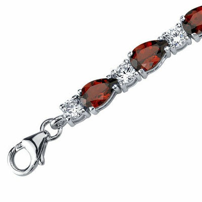 Garnet Teardrop Tennis Bracelet Sterling Silver Pear Shape 13.75 Carats