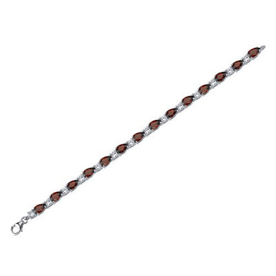 Garnet Teardrop Tennis Bracelet Sterling Silver Pear Shape 13.75 Carats