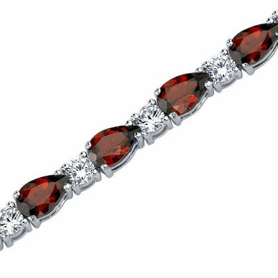 Garnet Teardrop Tennis Bracelet Sterling Silver Pear Shape 13.75 Carats