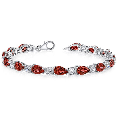 Garnet Teardrop Tennis Bracelet Sterling Silver Pear Shape 13.75 Carats