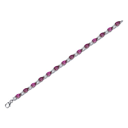 Ruby Teardrop Tennis Bracelet Sterling Silver Pear Shape 13 Carats