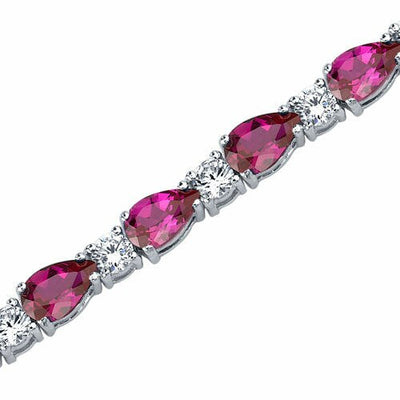 Ruby Teardrop Tennis Bracelet Sterling Silver Pear Shape 13 Carats