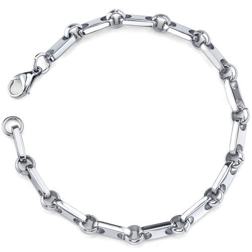 Amazing Style: Mens Stainless Steel Rectangular Link Bracelet