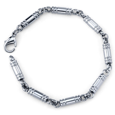 Stainless Steel Barrel Link Bracelet