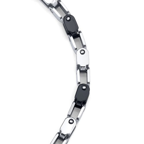 Suave and Stylish: Stainless Steel and Ceramic Link Bracelet SB3852