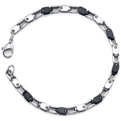 Suave and Stylish: Stainless Steel and Ceramic Link Bracelet SB3852