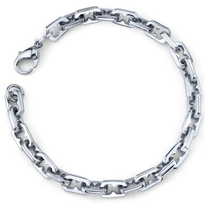 Stainless Steel Geometric Smooth Link Chain Bracelet