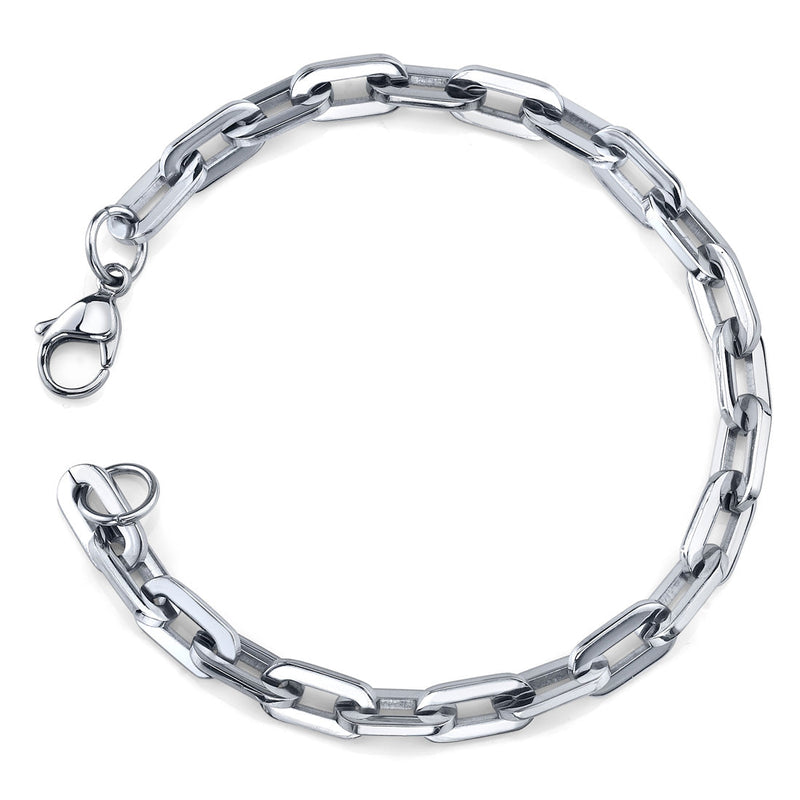 Stainless Steel Rectangular Link Bracelet