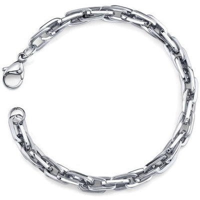 Debonair Flair: Steel Interlocked Rectangular Bracelet