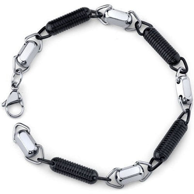 Urban Posh: Steel Unique Black and Silver-tone Coil Bracelet SB3932