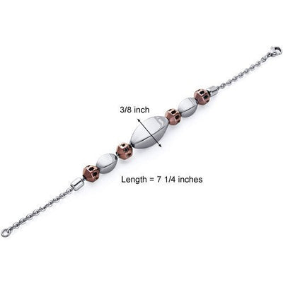 Convex Oval Coffee Tone Bead Stainless Steel Chain Bracelet SB4120