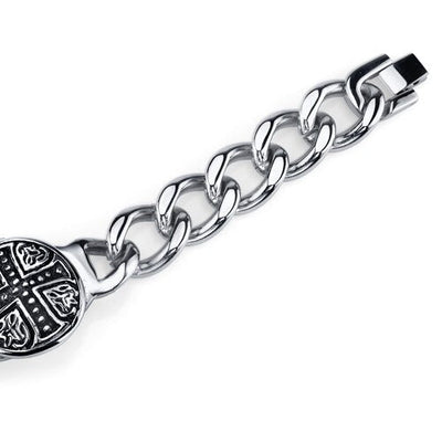 Rugged ID Stainless Steel Celtic Cross Curb Chain Bracelet SB4206