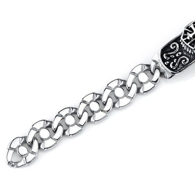 ID Stainless Steel Cross and Shield Fancy Chain Bracelet SB4216