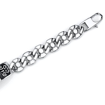 ID Stainless Steel Cross and Shield Fancy Chain Bracelet SB4216