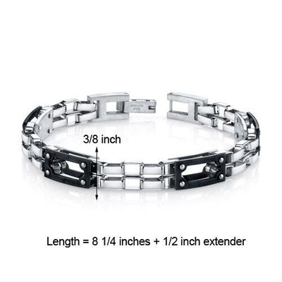 Mens Intricate Double Chain Design Stainless Steel Bracelet