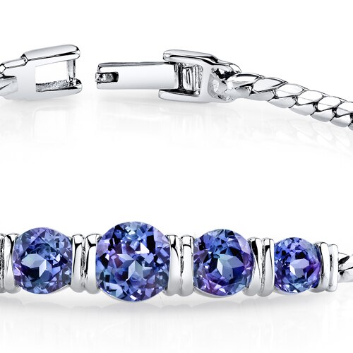 Alexandrite Bracelet Sterling Silver Round Shape 5 Carats