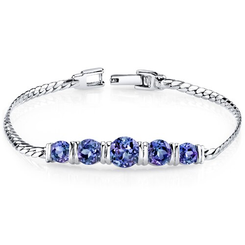 Alexandrite Bracelet Sterling Silver Round Shape 5 Carats