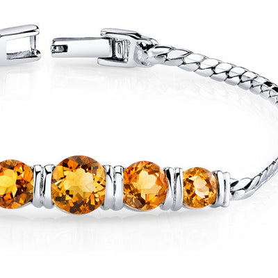 Citrine Bracelet Sterling Silver Round Shape 3.75 Carats