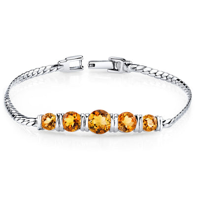 Citrine Bracelet Sterling Silver Round Shape 3.75 Carats