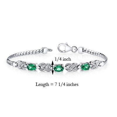 Emerald Infinity Bracelet Sterling Silver Oval Shape 1.25 Carats