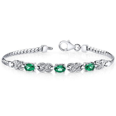 Emerald Infinity Bracelet Sterling Silver Oval Shape 1.25 Carats