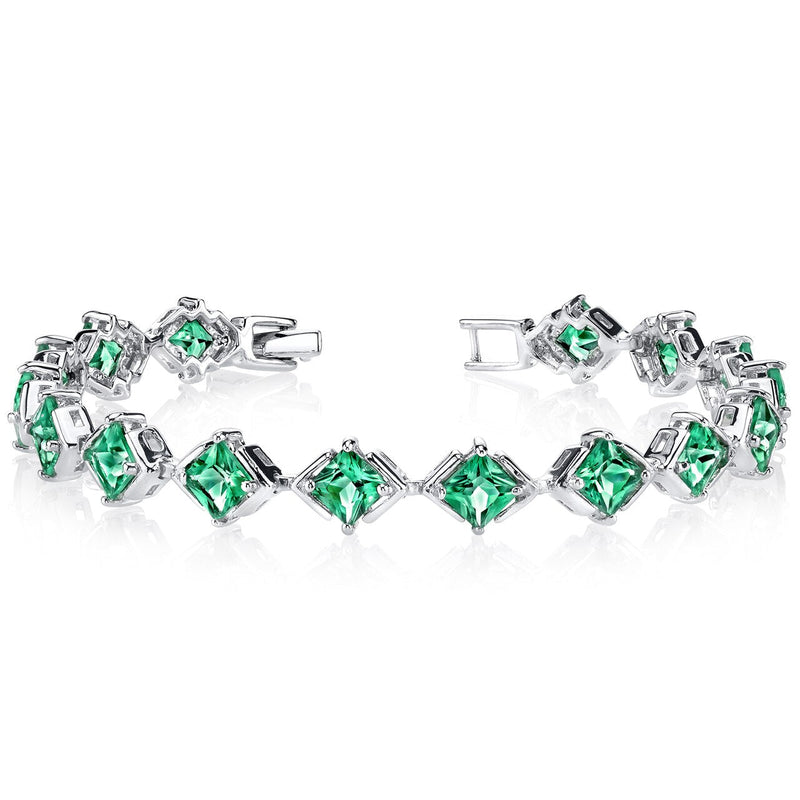 Emerald Bracelet Sterling Silver Princess Shape 7.5 Carats