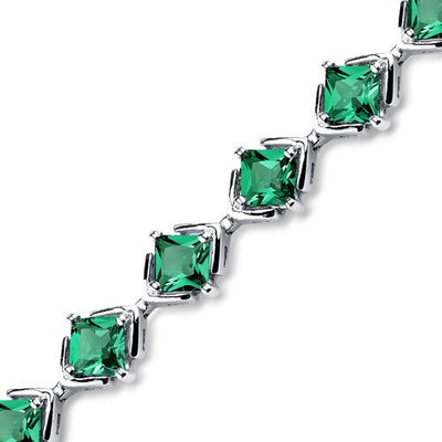 Emerald Bracelet Sterling Silver Princess Shape 7.5 Carats