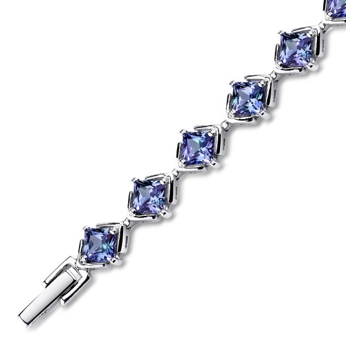 Alexandrite Bracelet Sterling Silver Princess Shape 12 Carats