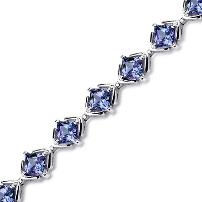 Alexandrite Bracelet Sterling Silver Princess Shape 12 Carats