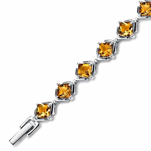 Citrine Bracelet Sterling Silver Princess Shape 8 Carats