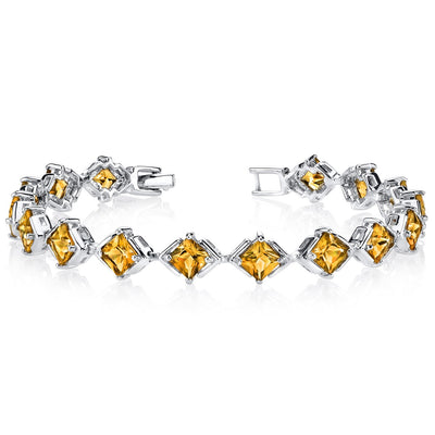 Citrine Bracelet Sterling Silver Princess Shape 8 Carats