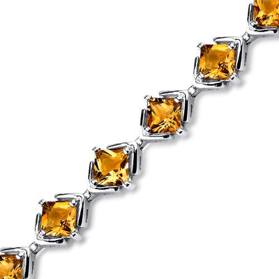 Citrine Bracelet Sterling Silver Princess Shape 8 Carats