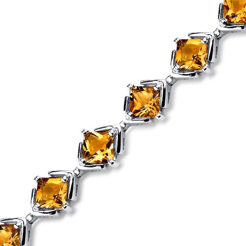 Citrine Bracelet Sterling Silver Princess Shape 8 Carats