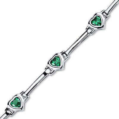 Emerald Bracelet Sterling Silver Heart Shape 2.5 Carats