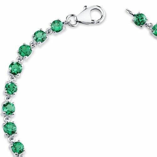 Emerald Tennis Bracelet Sterling Silver 7 Carats