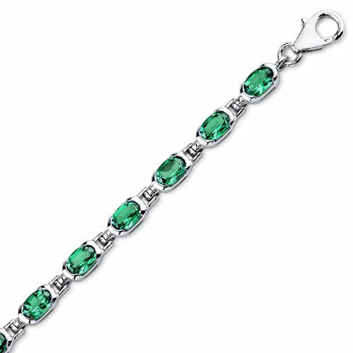 Emerald Bracelet Sterling Silver Oval Shape 7 Carats