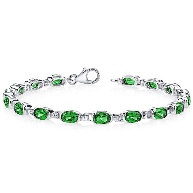 Emerald Bracelet Sterling Silver Oval Shape 7 Carats