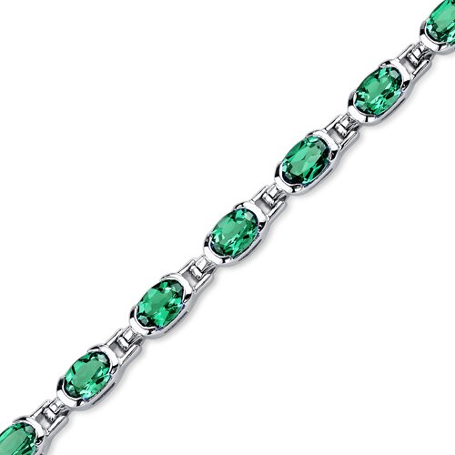 Emerald Bracelet Sterling Silver Oval Shape 7 Carats