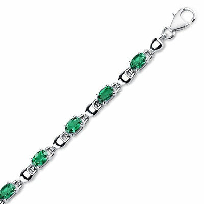 Emerald Bracelet Sterling Silver Oval Shape 4.25 Carats SB4322