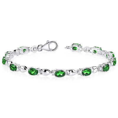 Emerald Bracelet Sterling Silver Oval Shape 4.25 Carats SB4322