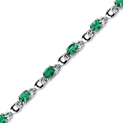 Emerald Bracelet Sterling Silver Oval Shape 4.25 Carats SB4322