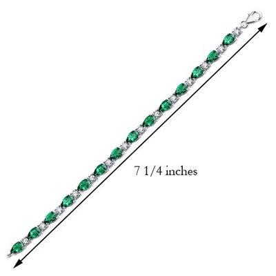 Emerald  Teardrop Tennis Bracelet Sterling Silver Pear Shape 13 Carats