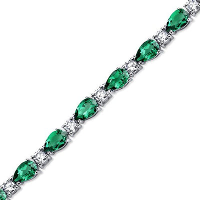 Emerald  Teardrop Tennis Bracelet Sterling Silver Pear Shape 13 Carats