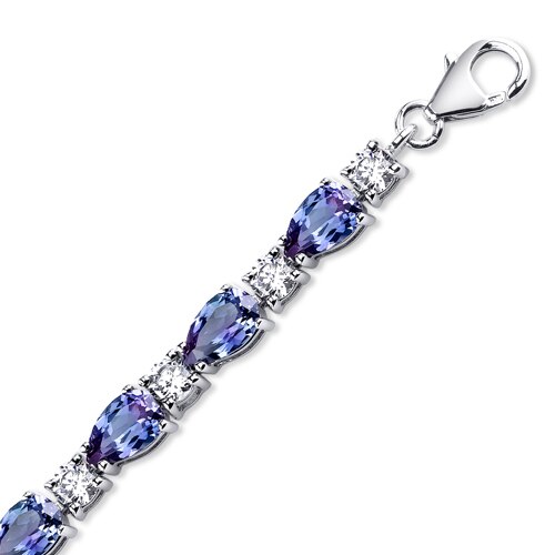 Alexandrite Bracelet Sterling Silver Pear Shape 13.25 Carats