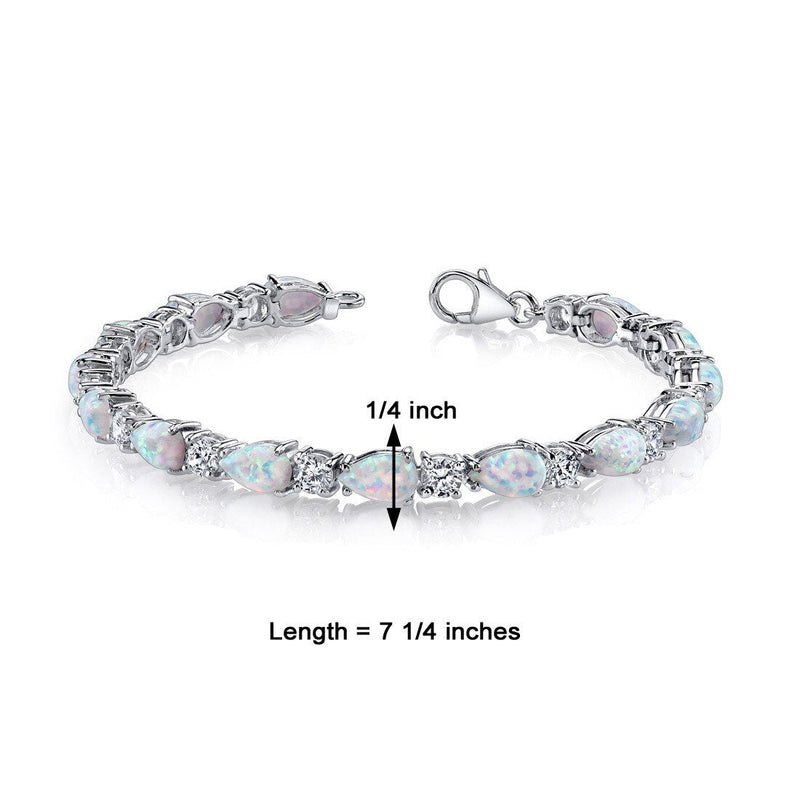 Opal Teardrop Tennis Bracelet Sterling Silver Pear Shape 10 Carats